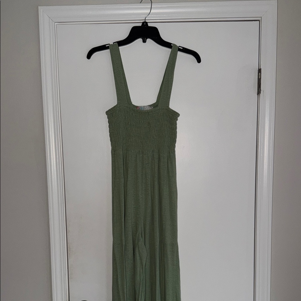 Free People Green Sleeveless Jumpsuit